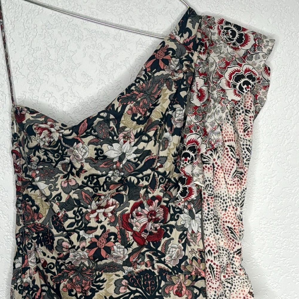 NWT Isabel Marant ÉTOILE Lilia one-sleeve ruched cotton mini dress Sz 38/US 6 - Picture 4 of 14